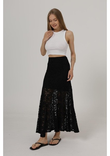 Eyesof Bel Lastikli Dantel Etek - Siyah fiyatları