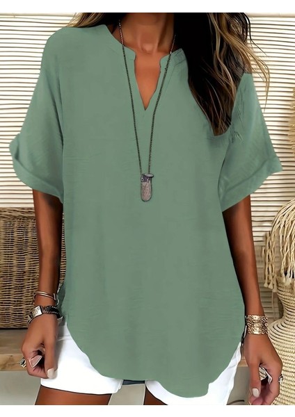 Eyesof Kadın Kısa Kollu V Yakalı Aerobin Bluz modelleri