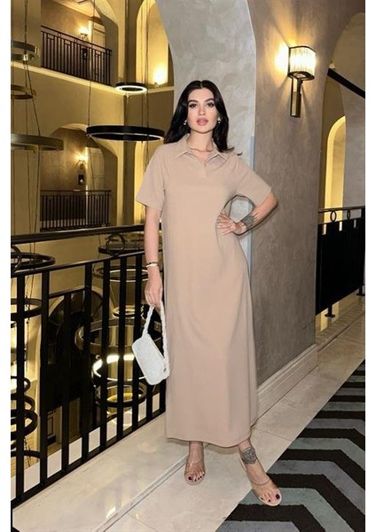 Eyesof Manque Polo Yaka Yırtmaçlı Elbise 2689-8