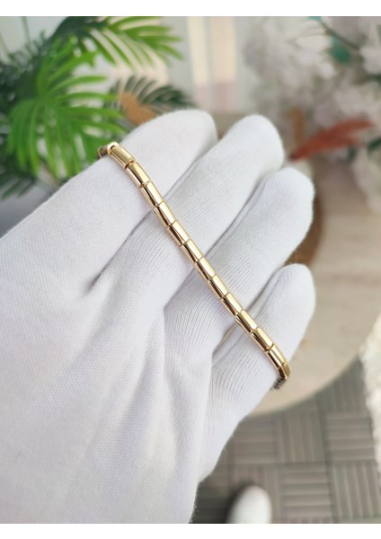 14 Ayar Altın Kaplama Sıralı Oval Model Bileklik fiyatları