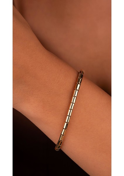 14 Ayar Altın Kaplama Sıralı Oval Model Bileklik fırsatları