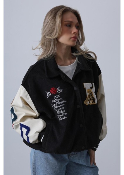 Eyesof Kaşe Biker Ceket - Siyah