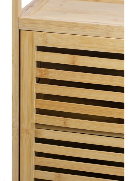 Bambu Çift Kapaklı 2 Raflı Banyo Düzenleyici Organizer Yatay Dolap DB-0038