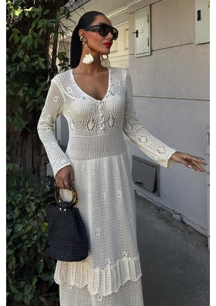 Eyesof Düğme Detaylı ve Kat Etekli Etnik Elbise 2859 fiyatları