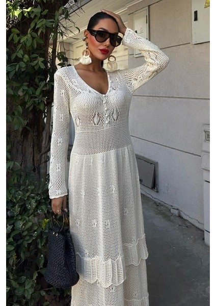 Eyesof Düğme Detaylı ve Kat Etekli Etnik Elbise 2859 indirimleri