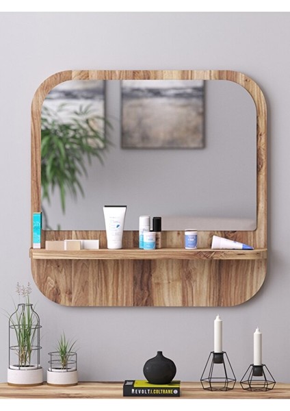 Raflı Kare 58 cm Koridor Dresuar Konsol Duvar Salon Banyo Ofis Çocuk Yatak Oda Raflı Aynası fiyatları