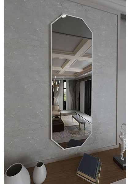 Dekoratif Piramit Boy Aynası Beyaz 120X40 fiyatları