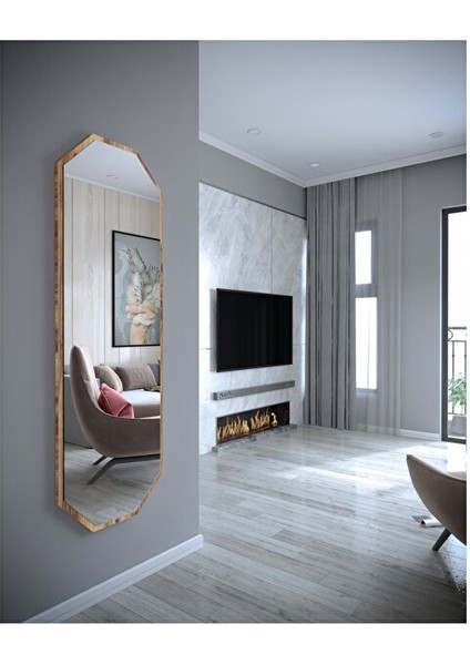 Tarz Design Kemence Ceviz Sekizgen Dekoratif Boy Aynası 150X50CM fiyatları