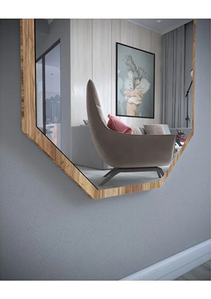 Tarz Design Kemence Ceviz Sekizgen Dekoratif Boy Aynası 150X50CM modelleri