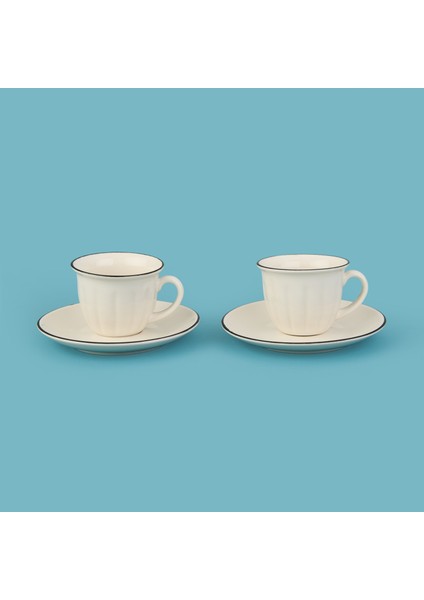 Kitchen Olympos 2'li Kahve Fincanı Takımı - Krem / Siyah - 90 ml