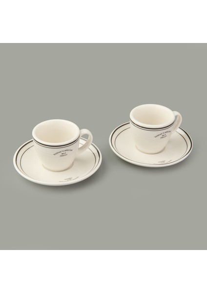 Kitchen Luna 2'li Espresso Fincanı - Krem / Siyah