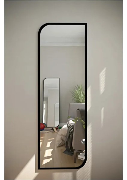 Siyah Çapraz Oval Dekoratif Boy Duvar Aynası 50X150 cm