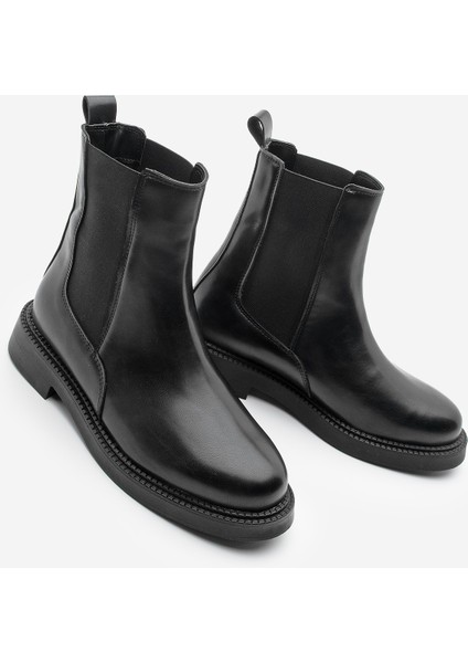Kadın Çift Lastikli Chelsea Günlük Bot Panve Siyah