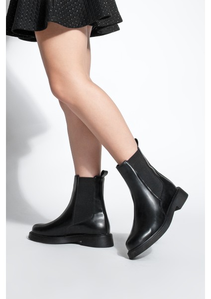 Kadın Çift Lastikli Chelsea Günlük Bot Panve Siyah