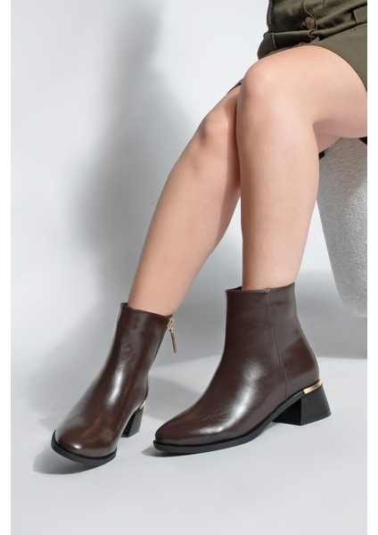Kadın Metal Ökçe Kalın Topuklu Bot Lumbi Kahve fırsatları