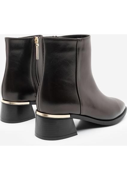 Kadın Metal Ökçe Kalın Topuklu Bot Lumbi Kahve indirimleri