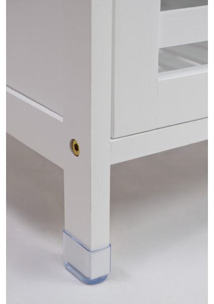 Bambu Beyaz Lake 1 Kapaklı 2 Raflı Banyo Düzenleyici Organizer Dik Dolap DB-0044