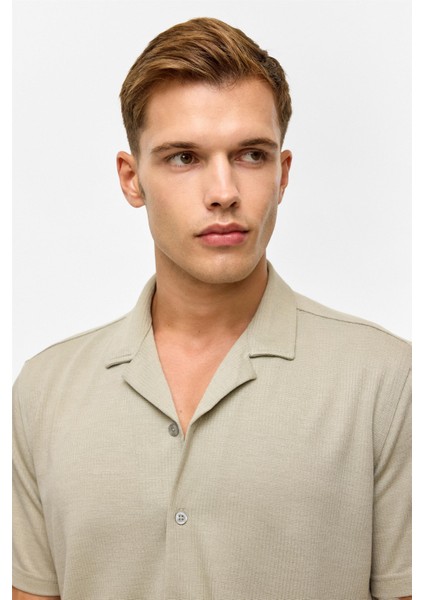 Koyu Haki Slim Fitilli Apaş Yaka Gömlek modelleri