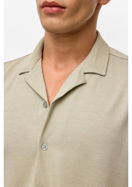Koyu Haki Slim Fitilli Apaş Yaka Gömlek fırsatları