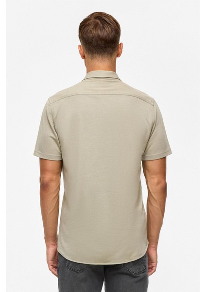 Koyu Haki Slim Fitilli Apaş Yaka Gömlek indirimleri