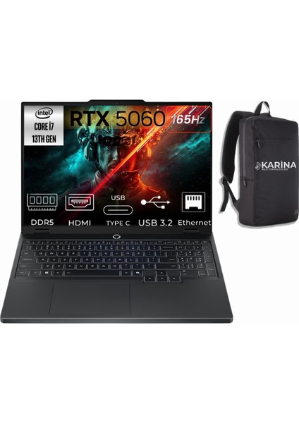 Legion 5 15IRX10 I7-13650HX 83LY00AXTR-61 40GB 2tb+2tb RTX5060 8gb W11PRO 15.3" Wuxga Gaming Laptop