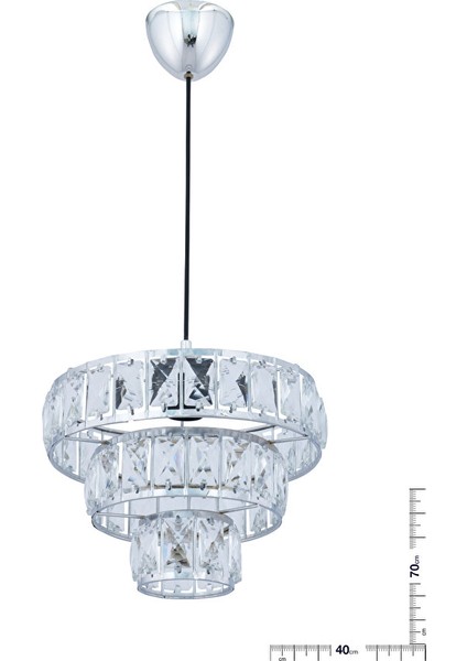 Sultan 40'lık Krom Lüx Taşlı Mutfak Salon Antre Yatak ve Çocuk Odası Avize