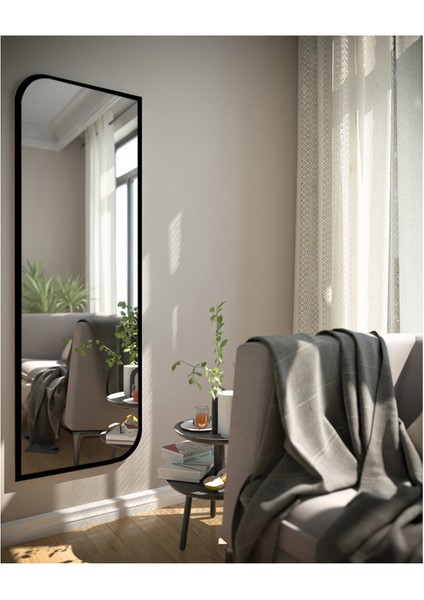 Siyah Çapraz Oval Dekoratif Boy Duvar Aynası 40X120 cm fiyatları