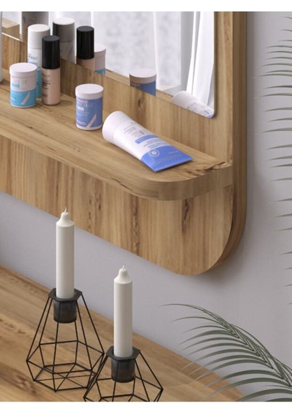 Raflı Kare 58 cm Koridor Dresuar Konsol Duvar Salon Banyo Ofis Çocuk Yatak Oda Raflı Aynası fırsatları