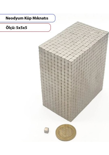 Neodyum Küp Mıknatıs – 5X5X5 mm -10LU