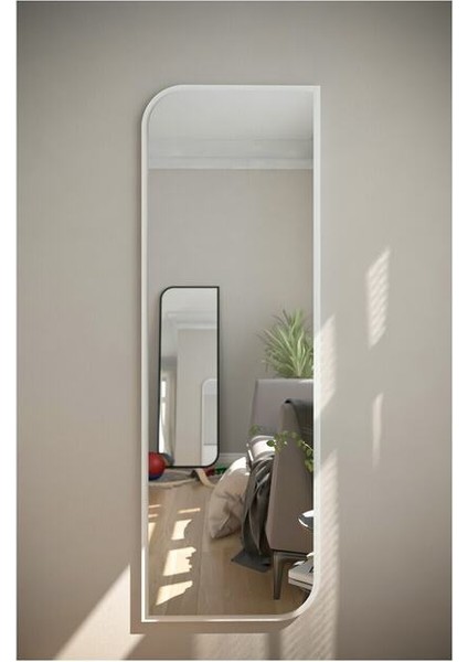Beyaz Çapraz Oval Dekoratif Boy Aynası 40X120 cm