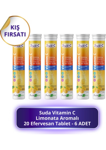 Vitamin C Limonata Aromalı 20 Efervesan Tablet - 6 Adet
