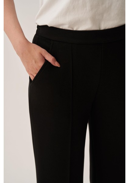 Siyah-Yumuşak Dokulu Palazzo Pantolon indirimleri