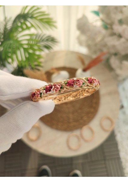 Kadın Mineli Renkli Gül Desen Vintage Bileklik fiyatları
