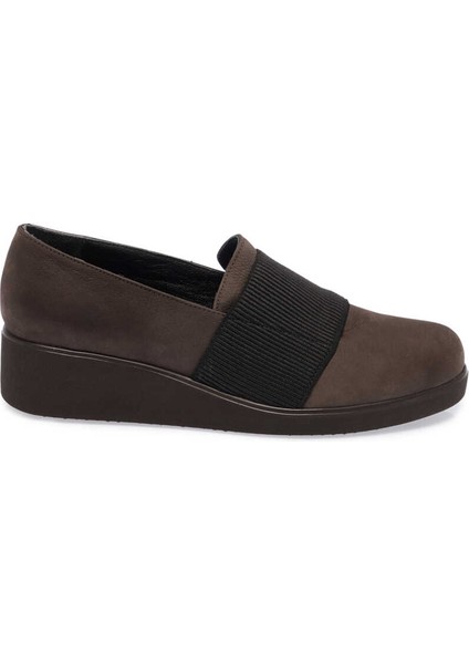 Vizon Hakiki Nubuk Deri Kadın Dolgu Topuklu Ayakkabı - K23S1AY66828-A65