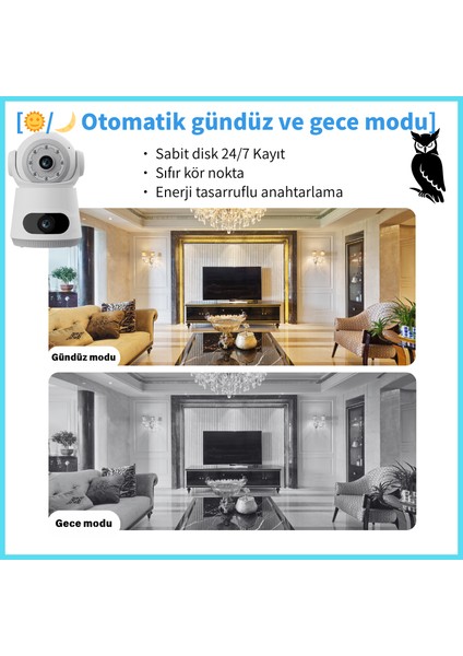 SQ003 Akıllı Iç Mekan Güvenlik Kamerası: Full Hd, Wifi, 4mp, 360 Derece, Gece Görüşlü, Iki Yönlü Ses fırsatları