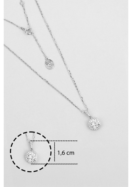 Mozanit Şıklığı 18 Ayar Beyaz Altın Kaplama 44 cm Gümüş Kolye modelleri