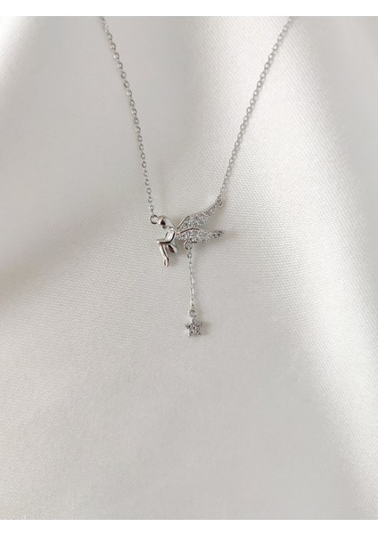 14K Kadın Yıldız Sarkıtlı Perili Vip Kolye