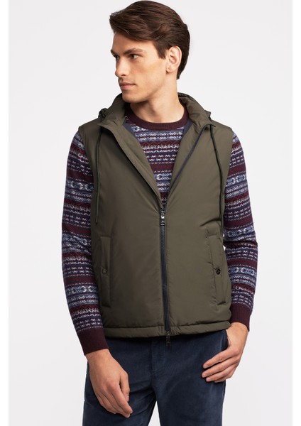 Erkek Haki Casual Kapüşonlu Yelek modelleri