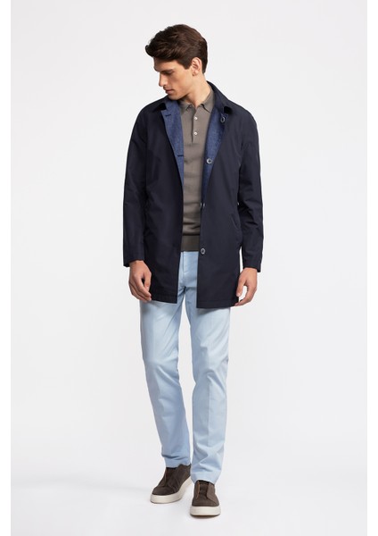 Erkek Lacivert Keten Karışımlı Hafif Trençkot fiyatları