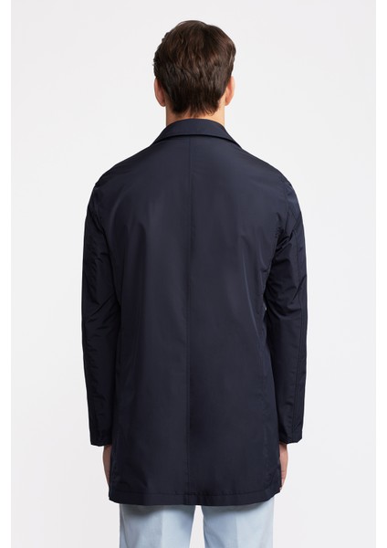 Erkek Lacivert Keten Karışımlı Hafif Trençkot fırsatları