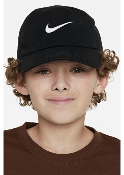 Club Kids Cap Black Çocuk Nakış Swoosh Şapka Siyah