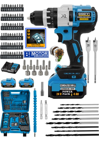 Germany Technology XR Blue Wıbratıon Metal Şanzıman BL Motor Vidalama Matkap Set Hediyeli