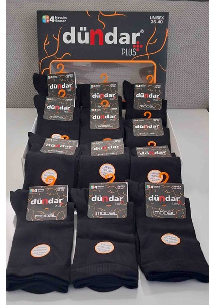 Dündar Plus Modal Dikişsiz Unisex Çorap - 36/40 Numara - 4 Mevsim Kullanım