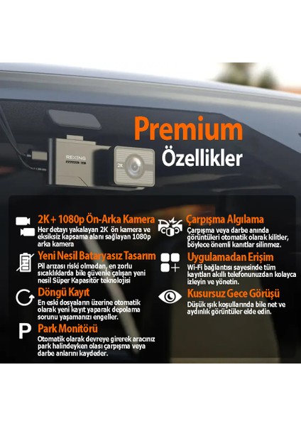 C2 2K+1080P Wifi Araç Kamerası + 32GB Sd Kart modelleri