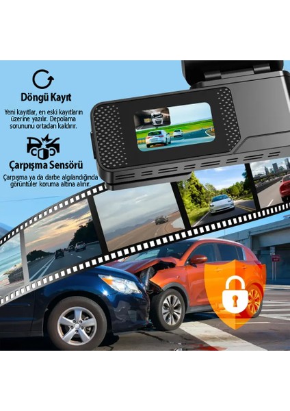 C2 2K+1080P Wifi Araç Kamerası + 32GB Sd Kart