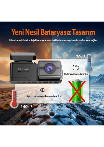 C2 2K+1080P Wifi Araç Kamerası + 32GB Sd Kart