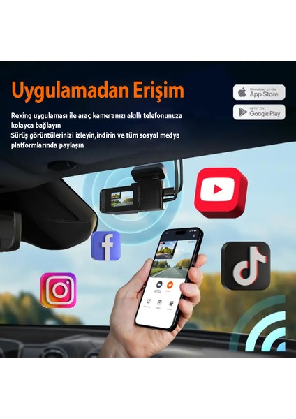 C2 2K+1080P Wifi Araç Kamerası + 32GB Sd Kart