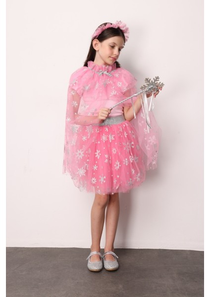 Fuşya Kar Tanesi Baskılı Kız Çocuk Tül Etek - Pauline fiyatları