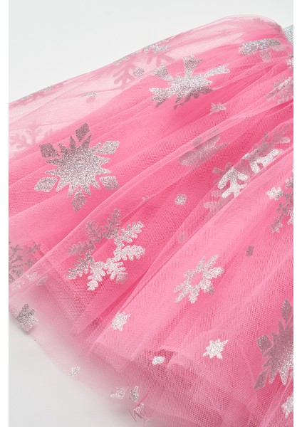 Fuşya Kar Tanesi Baskılı Kız Çocuk Tül Etek - Pauline modelleri