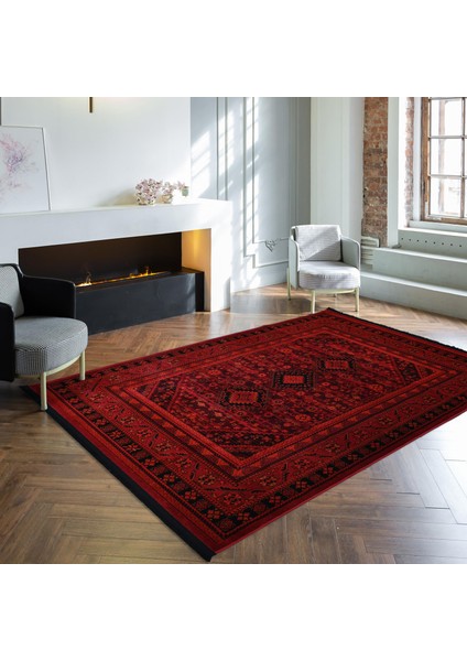 Afgan Türkmen Otantik Desenli Dokuma Kırmızı Oturma Odası Salon Mutfak Halısı Yolluk X380A modelleri